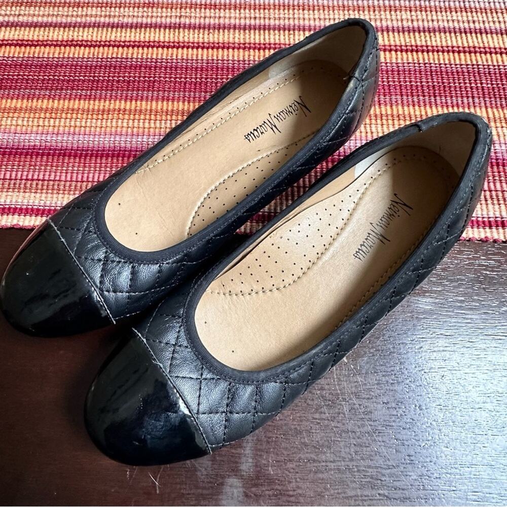 Neiman Marcus Black Quilted Flats